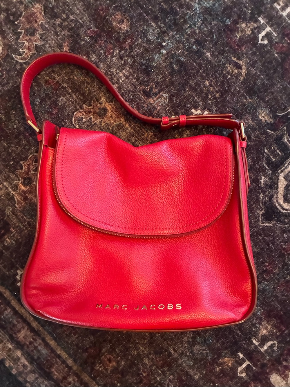 Marc Jacobs Vibrant Red Pebbled Leather Shoulder Bag